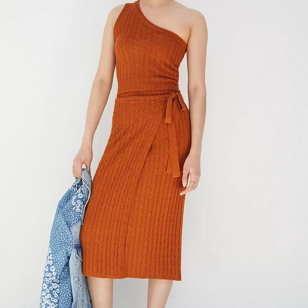 Anthropologie Current Air Ribbed Knit Skirt Set; NWT